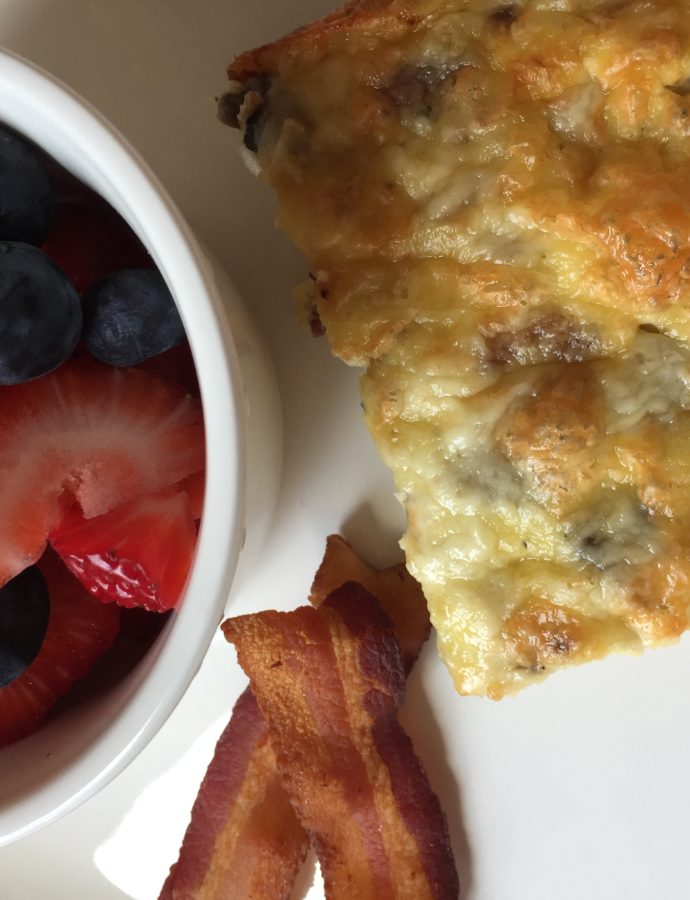 BACON AND MUSHROOM EGG BAKE