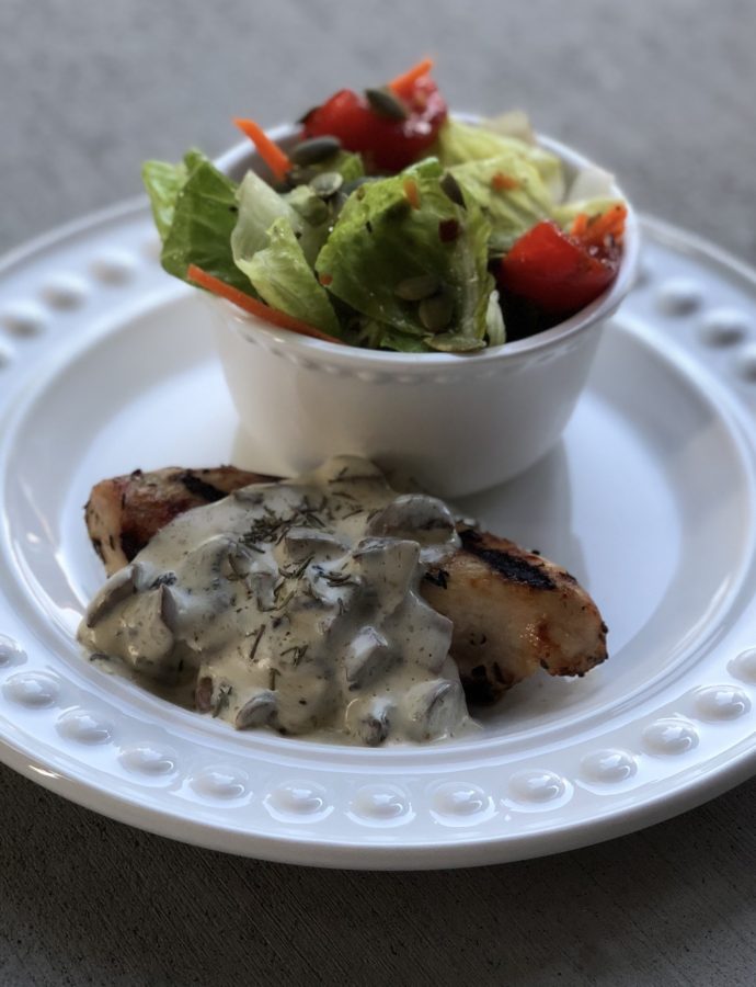 Grilled Chicken with Mushroom Cream Sauce