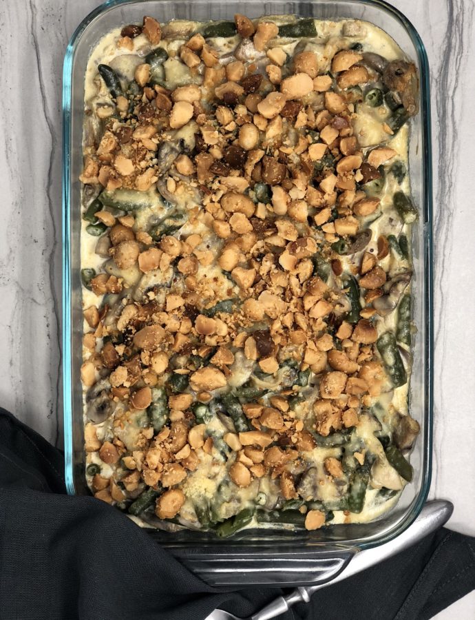 Green Bean Casserole with Mushrooms and Caramelized Onions