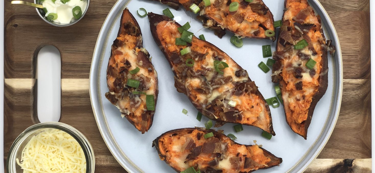 Twice Baked Sweet Potato Skins