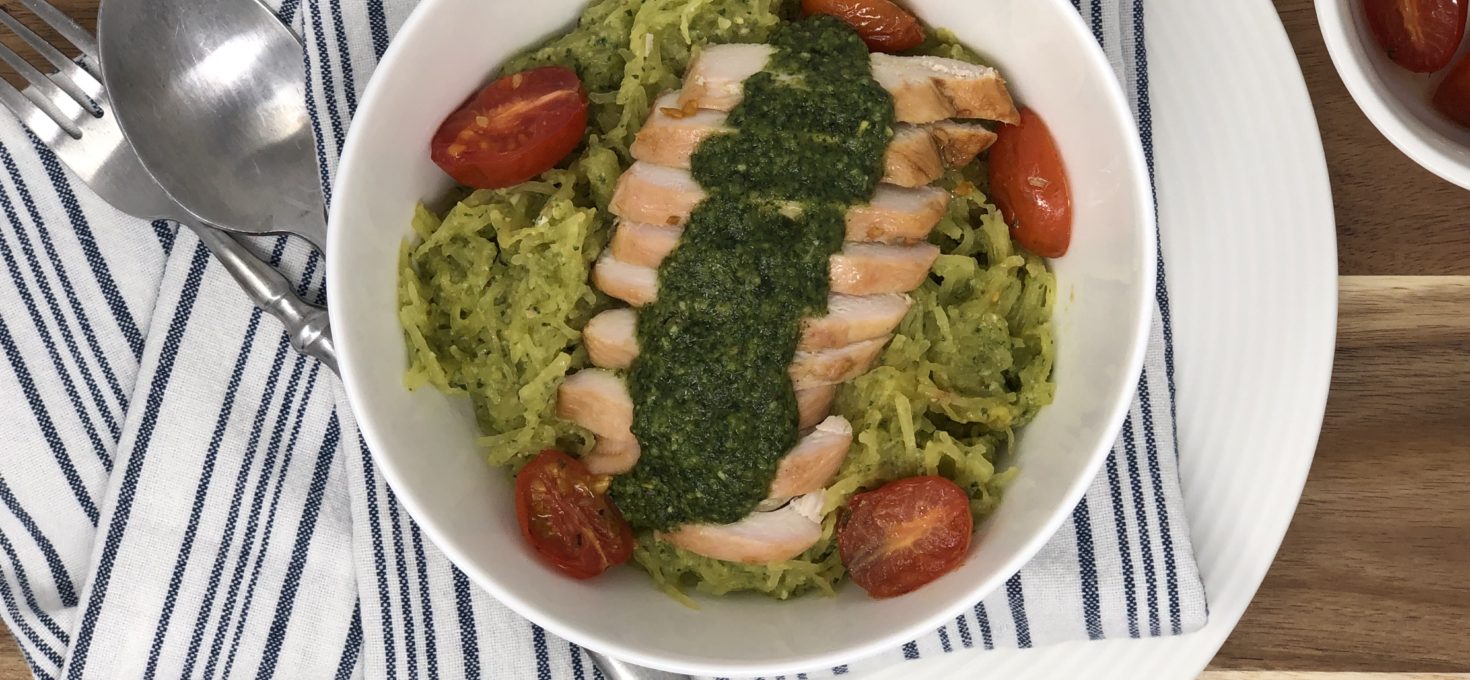 Pesto Chicken and Spaghetti Squash