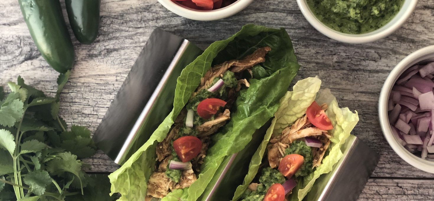 Salsa Verde Chicken Tacos with Cilantro Chimichurri