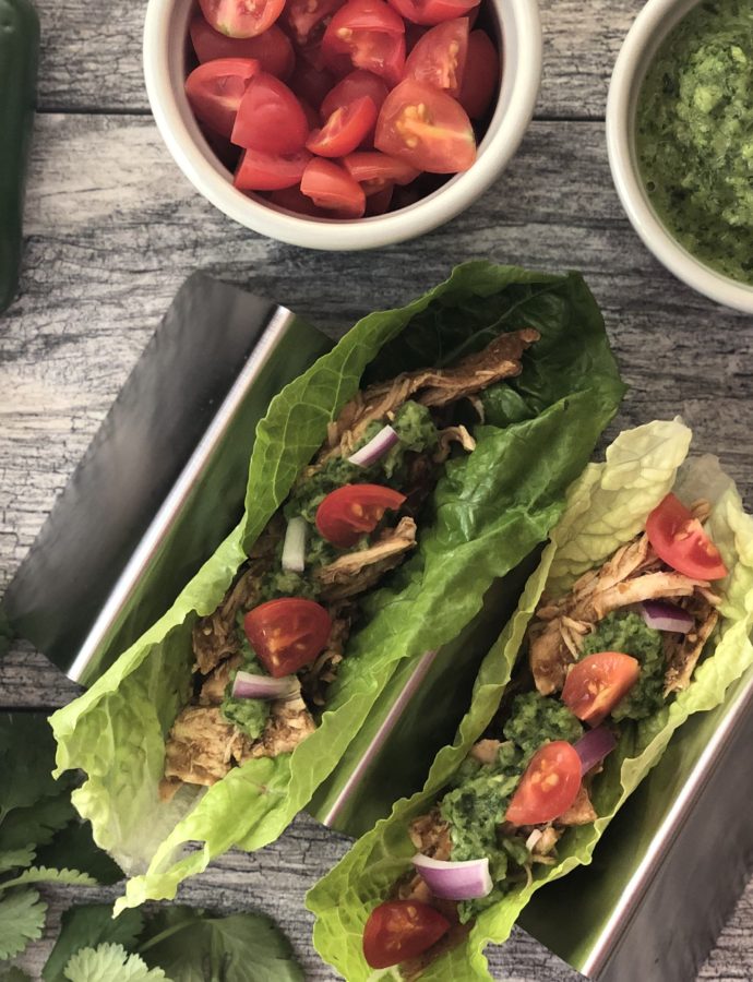 Salsa Verde Chicken Tacos with Cilantro Chimichurri