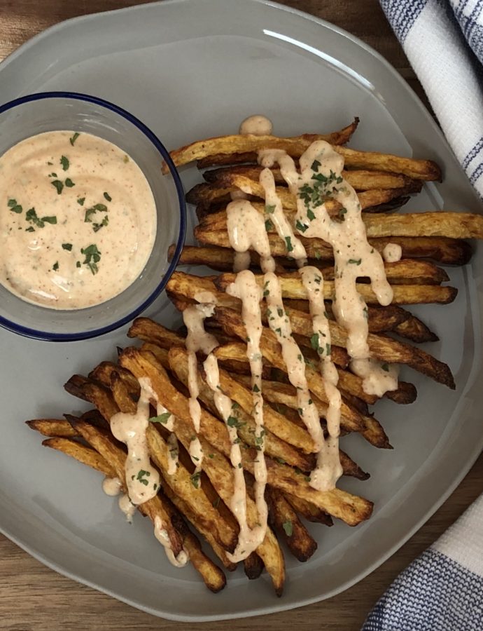 Air-Fryer Rutabagas with Seasoned Dipping Sauce