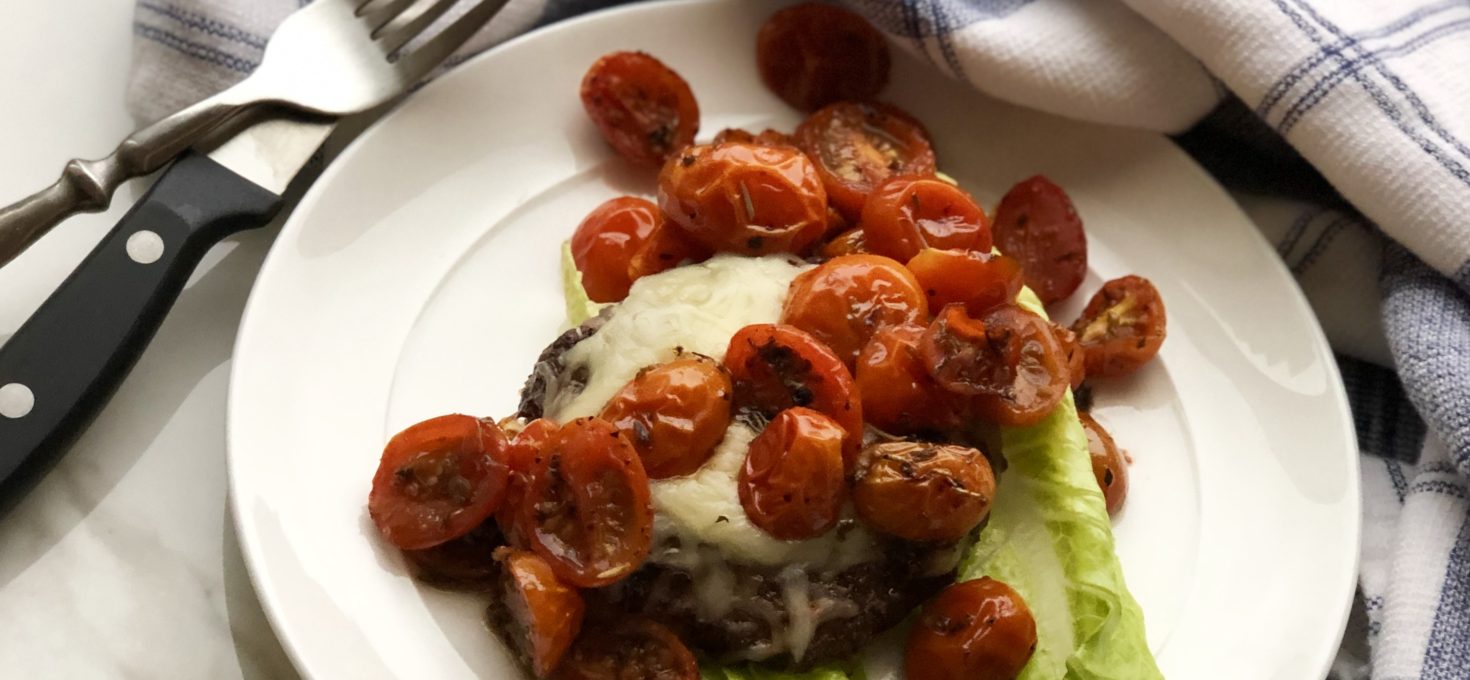 Grilled Burgers with Oven Roasted Tomatoes