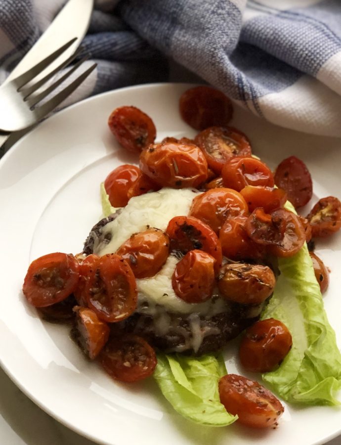 Grilled Burgers with Oven Roasted Tomatoes