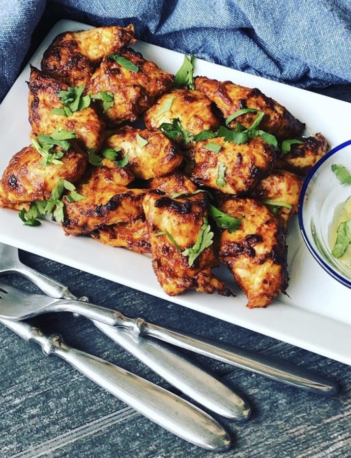 Chipotle Chicken Bites with Tomatillo Guacamole