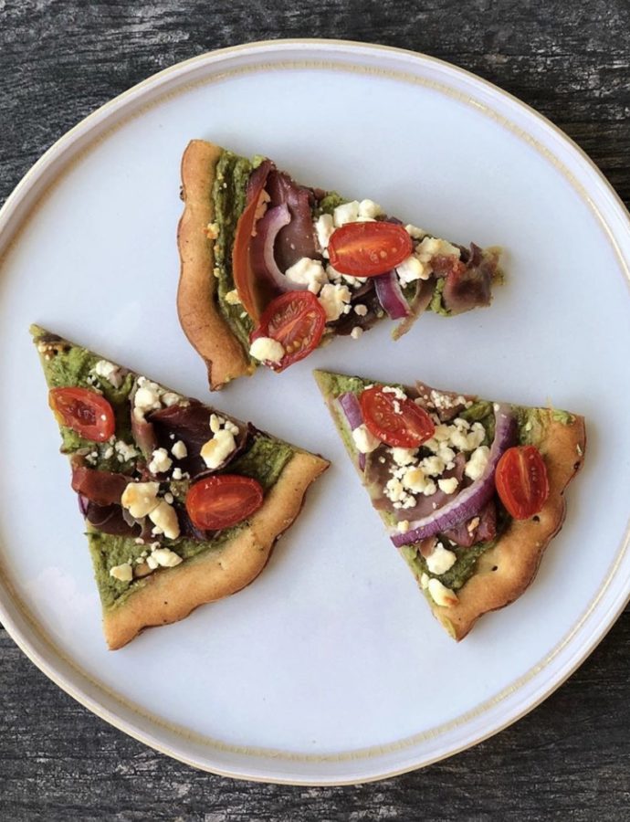 Prosciutto and Avocado Pesto Pizza