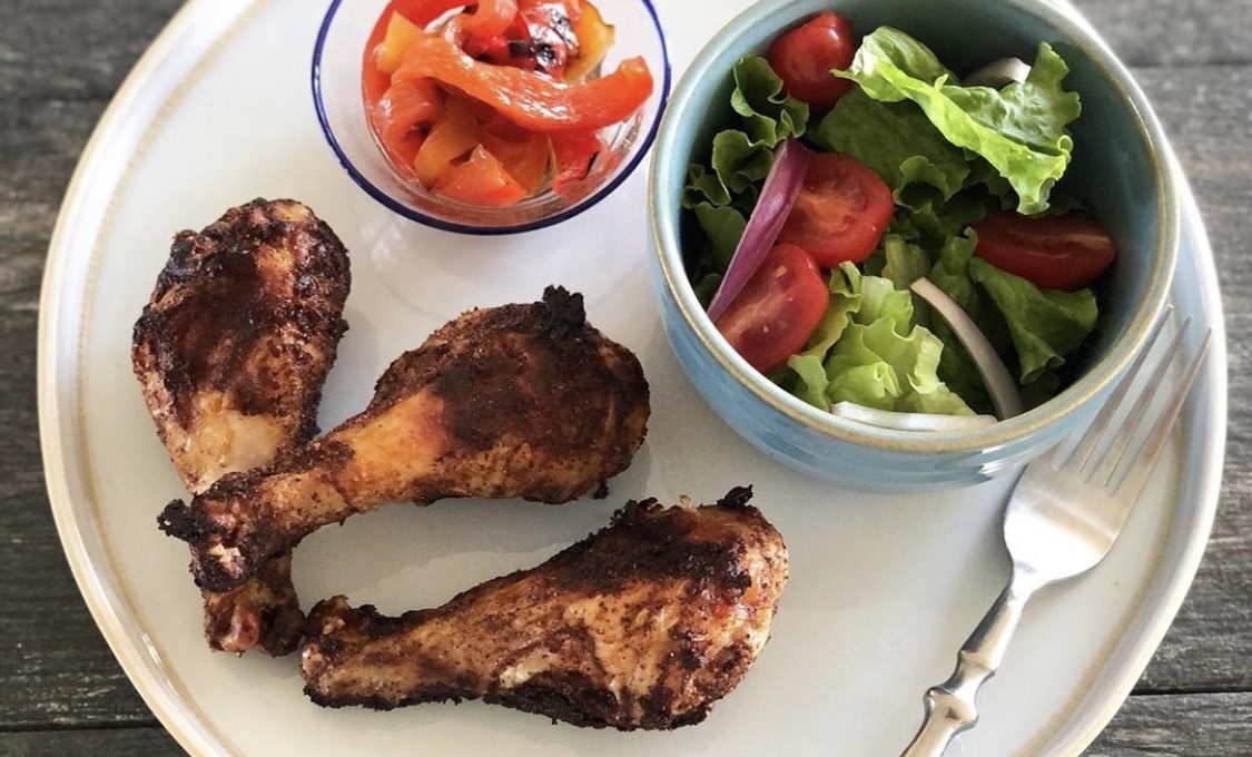 Paprika Drummies with Marinated Peppers