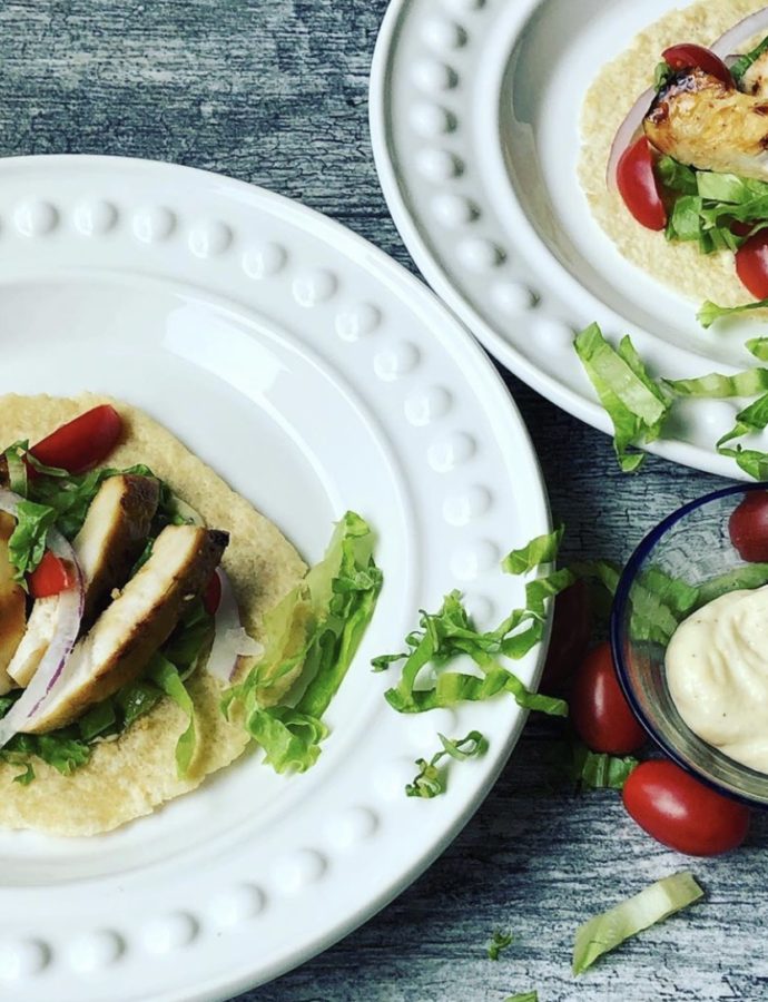 Chicken Club Pitas with Garlic Mayo