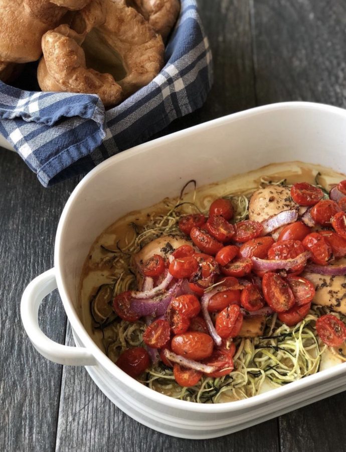 Italian Chicken with Roasted Tomatoes and Zoodles!