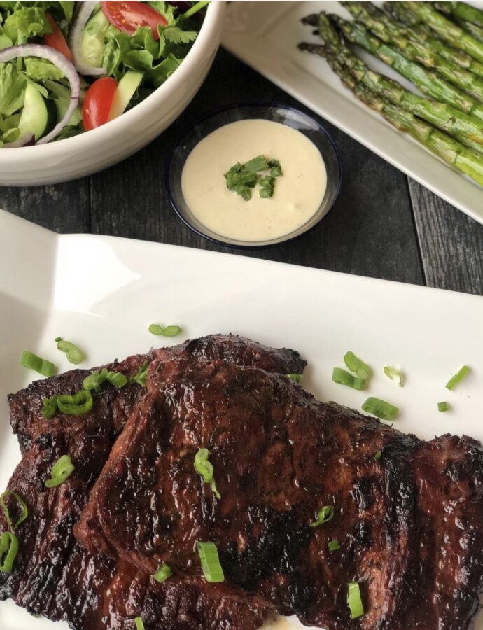 Grilled Skirt Steak with Horseradish Aioli