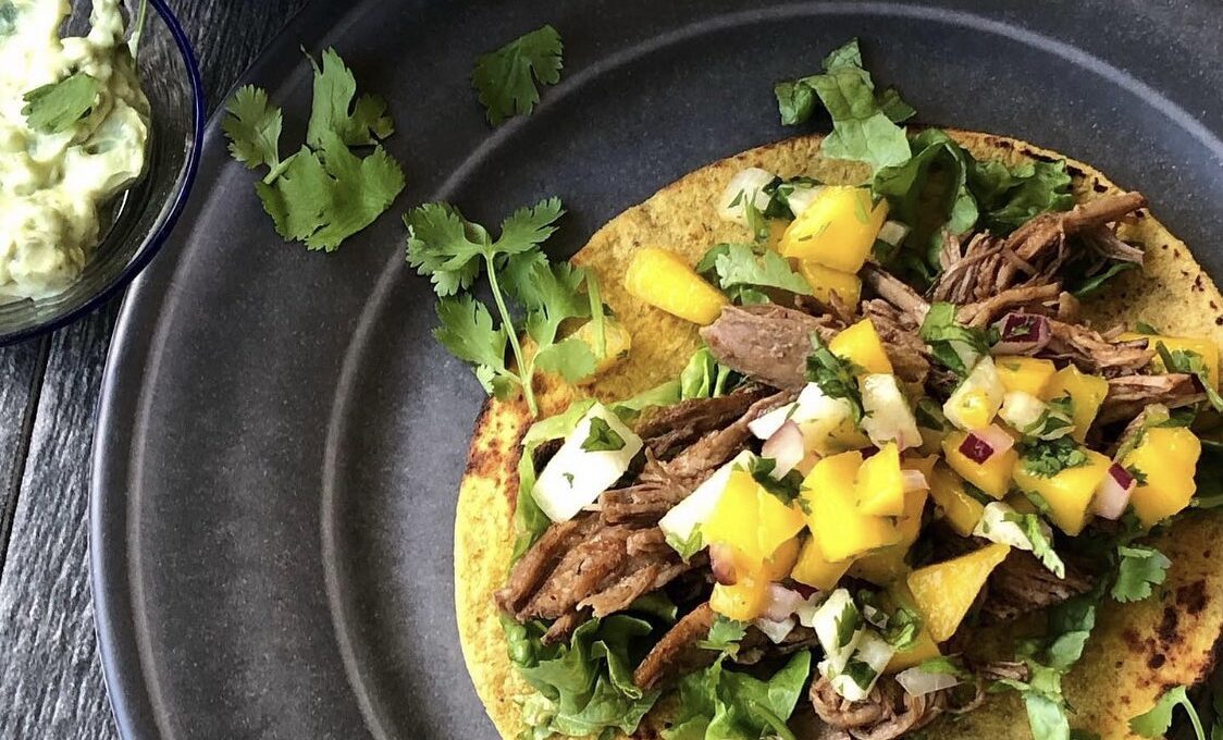 Pork Carnitas and Mango Jicama Slaw