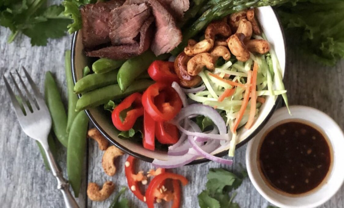 ASIAN BEEF SALAD with ROASTED CASHEWS