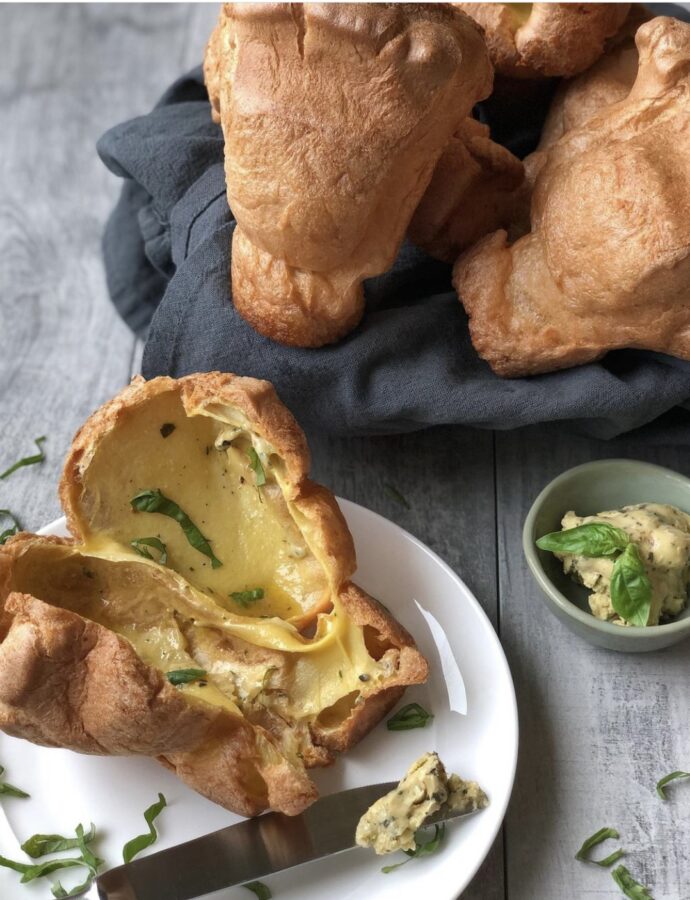 Popovers with Garlic Basil Butter