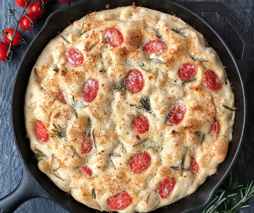 HERB AND TOMATO SOURDOUGH FOCACCIA