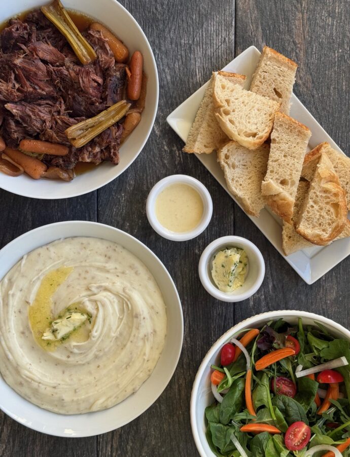 SLOW COOKER POT ROAST WITH TRUFFLE MASHED POTATOES