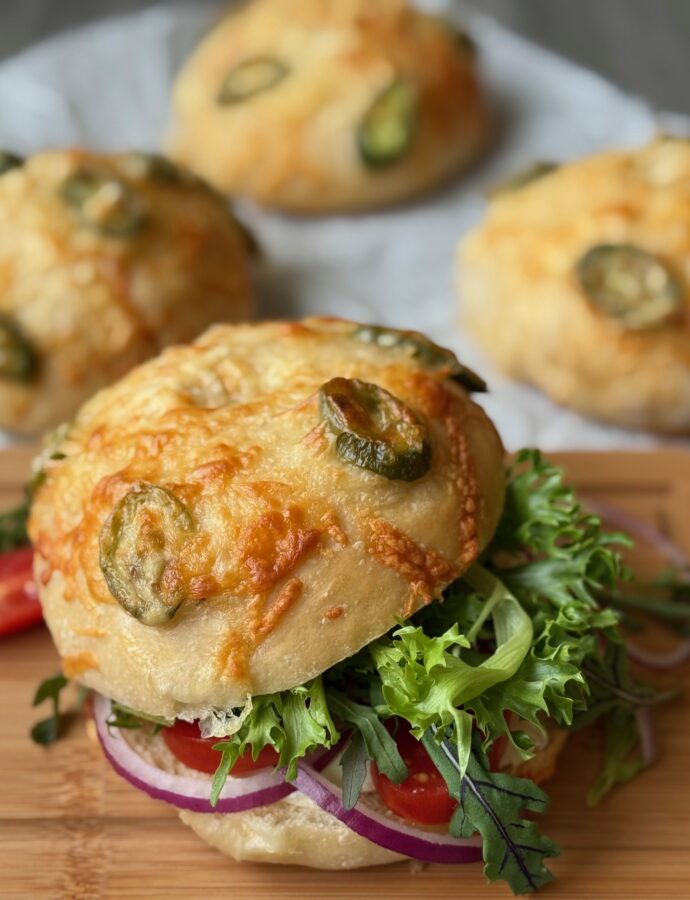 JALAPENO JACK SOURDOUGH BAGELS