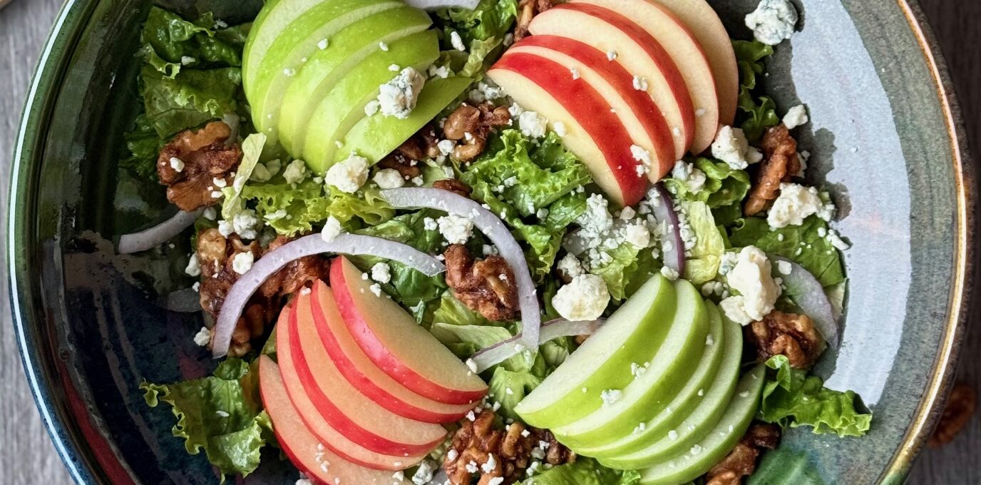 MAPLE DIJON SALAD WITH CANDIED WALNUTS