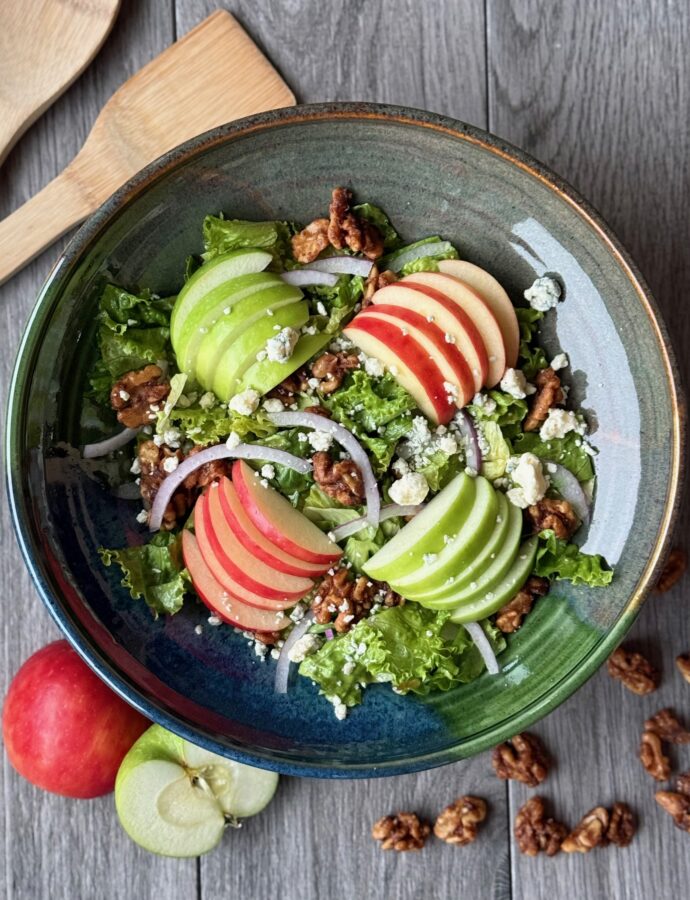 MAPLE DIJON SALAD WITH CANDIED WALNUTS