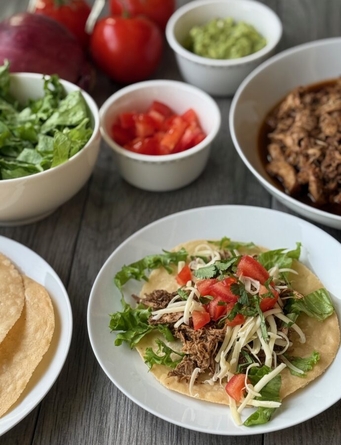 SLOW COOKER CHICKEN TOSTADAS