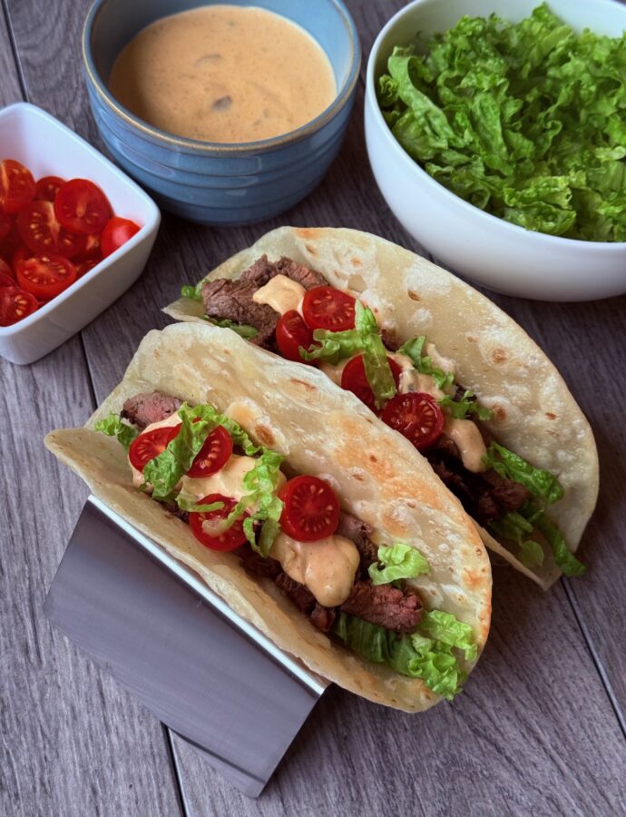 T-BONE TACOS & QUESO