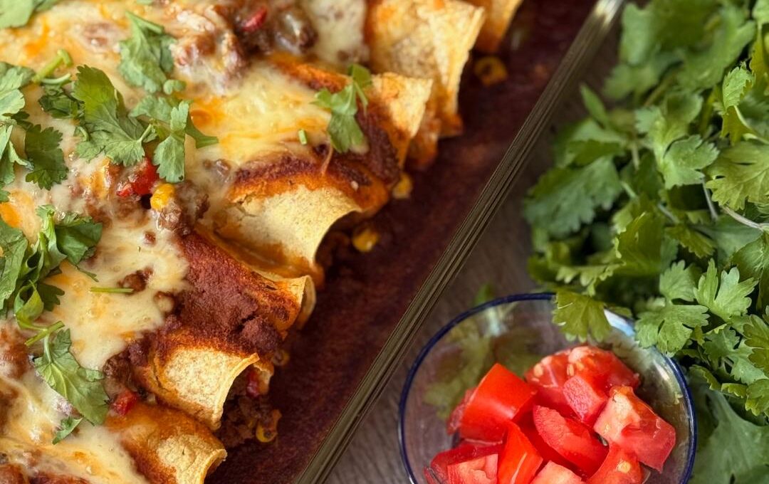 GROUND BEEF FAJITA ENCHILADAS