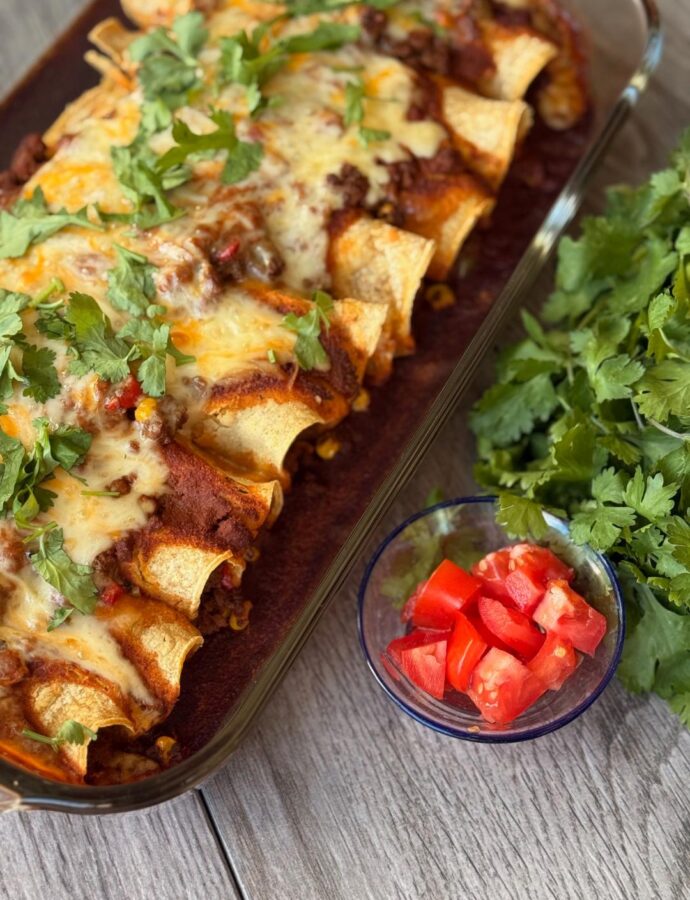 GROUND BEEF FAJITA ENCHILADAS