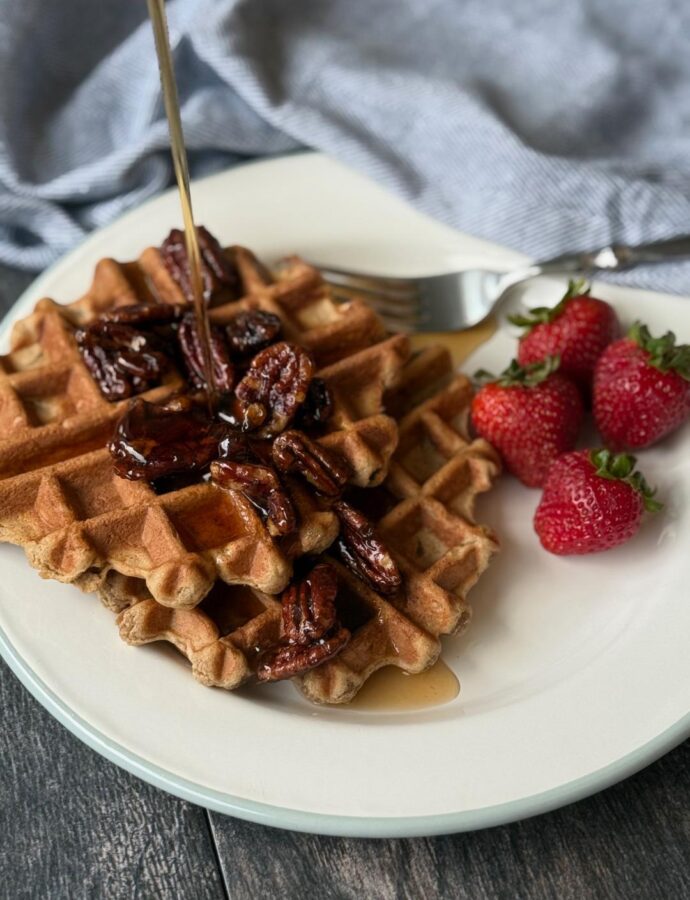 MAPLE WAFFLES with CANDIED PECANS
