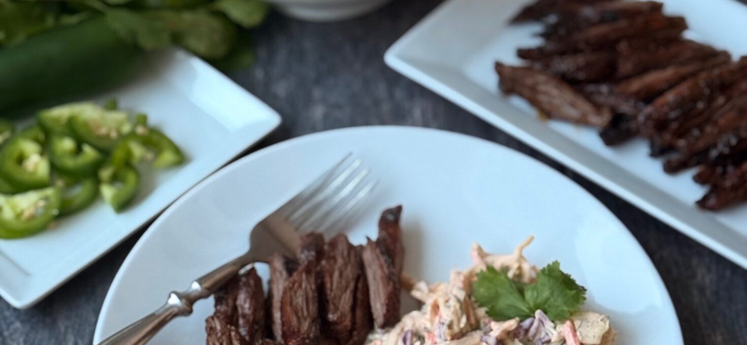 JALAPENO RANCH SLAW with MARINATED SKIRT STEAK