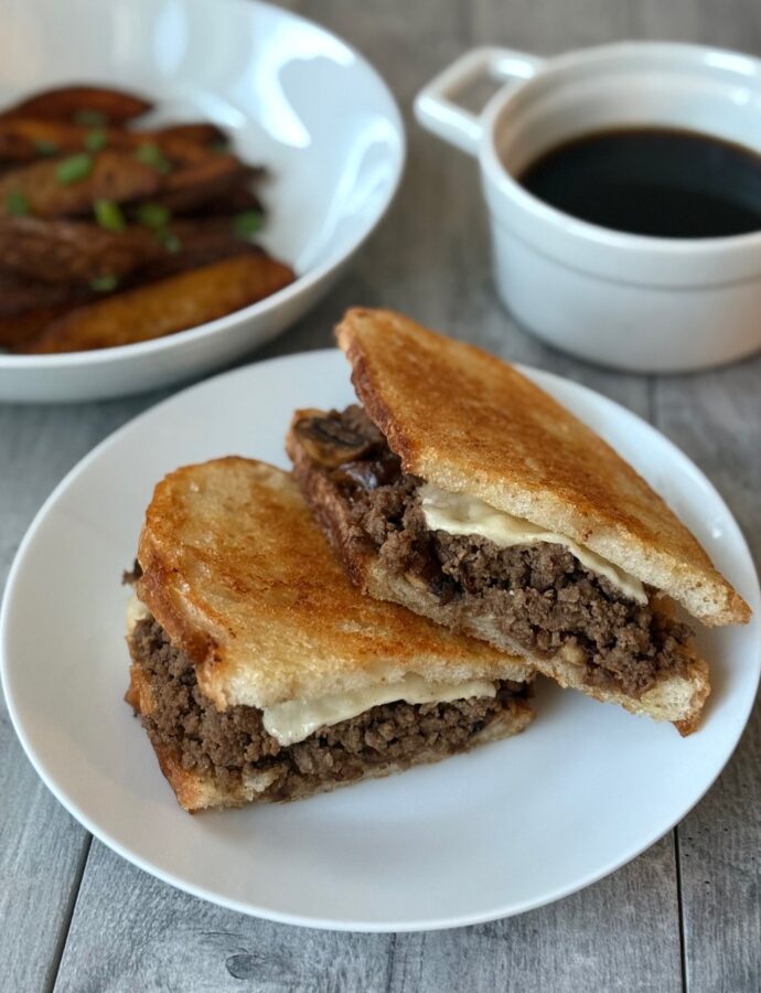 CHOPPED FRENCH DIP SANDWICH with SEASONED JOJO’s
