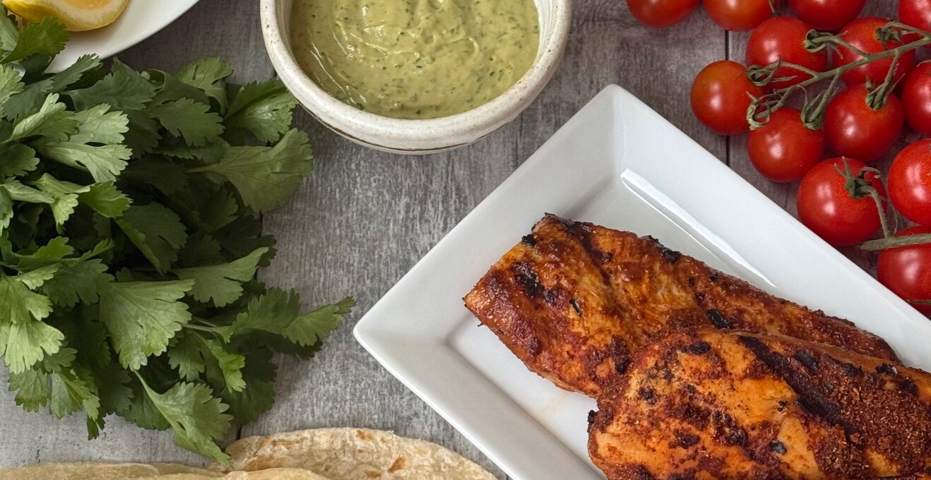 GRILLED CHICKEN SHAWARMA with CILANTRO TAHINI DRESSING