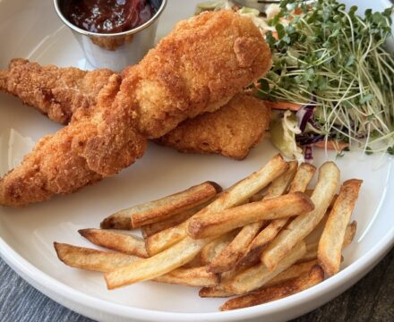 BUTTERMILK CHICKEN TENDERS with HARISSA BERRY SAUCE