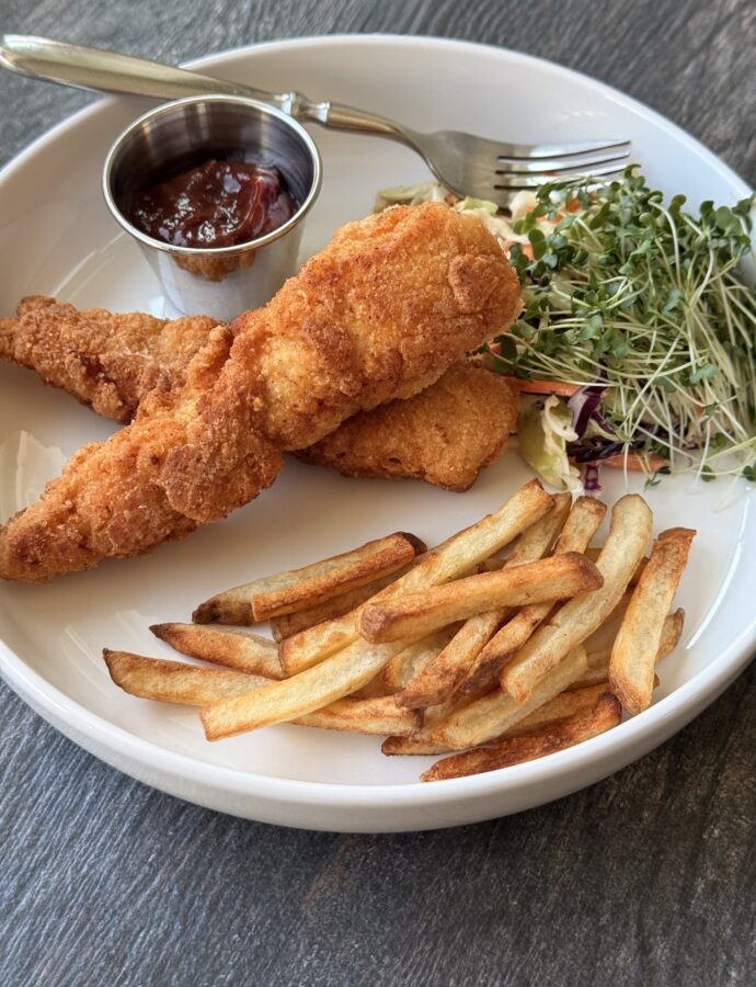 BUTTERMILK CHICKEN TENDERS with HARISSA BERRY SAUCE